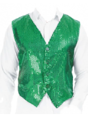 70s Costume Green Sequin Vest - Mens Disco Costumes
